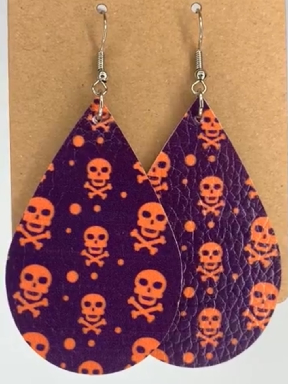 *LAST SET* Faux Leather Dangle Earrings Halloween Skulls Fashion Jewelry